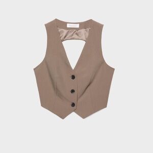 NWT Light Brown Open Back Button-Up Vest